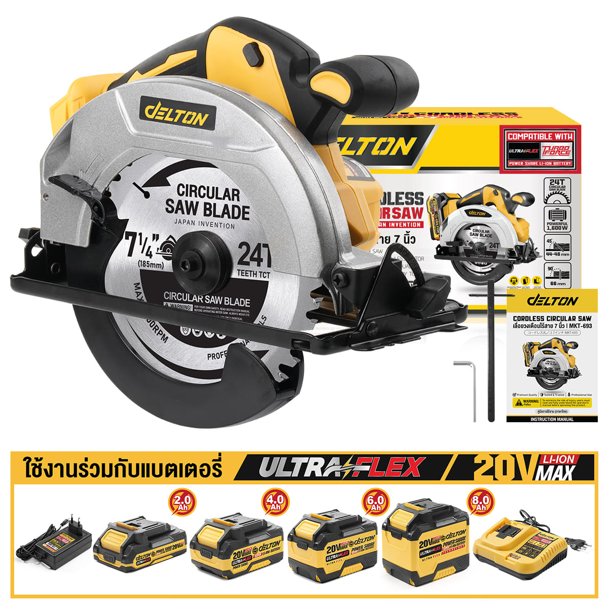 เลื่อยวงเดือนไร้สาย (เฉพาะเครื่องเปล่า) DELTON รุ่น MKT-693 20V_7